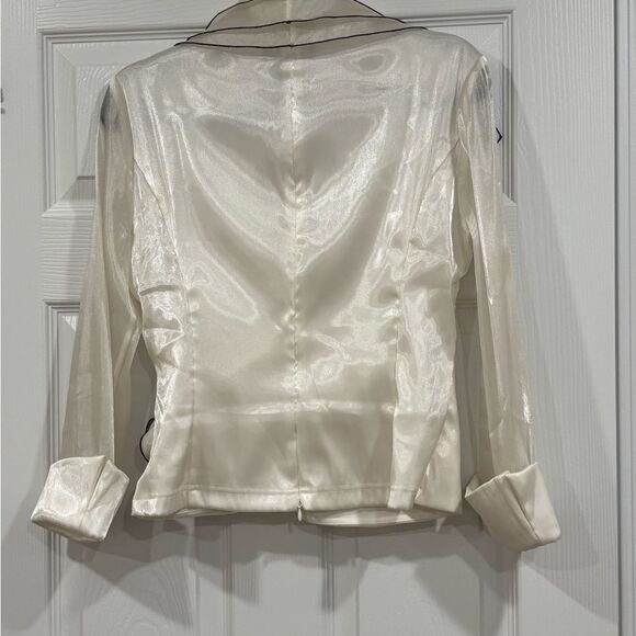 Vintage Cachet Women's Shimmer Sheer 90s Formal Jacket Cream & Black Size 4 - Picture 4 of 4